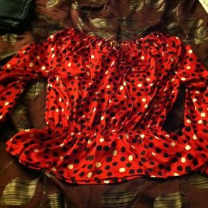 Silk long sleeve polka dot shirt