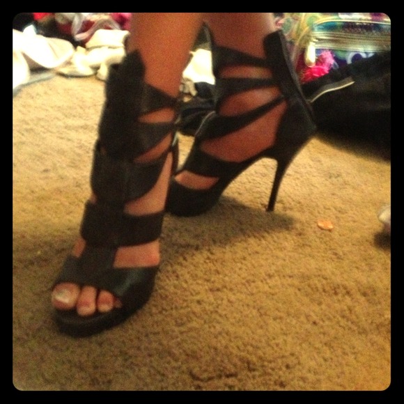 Dark brown Bumper gladiator heels