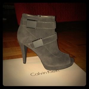 Calvin Klein Grey Suede Booties
