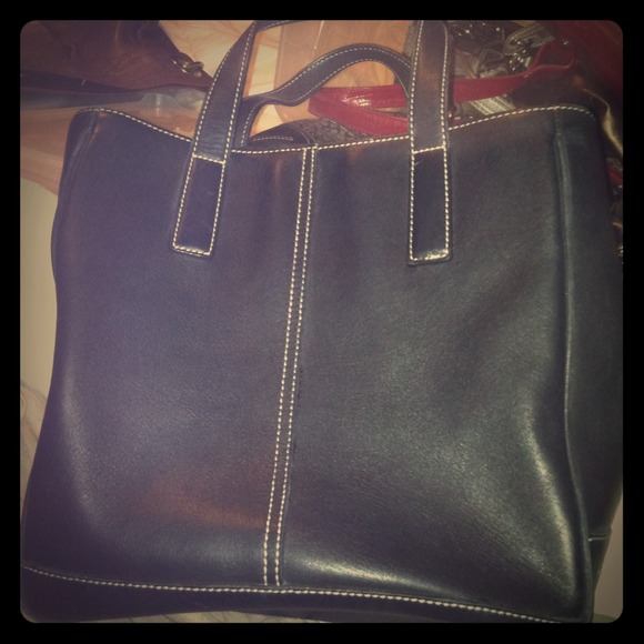 Authentic Coach black leather, small handbag $30