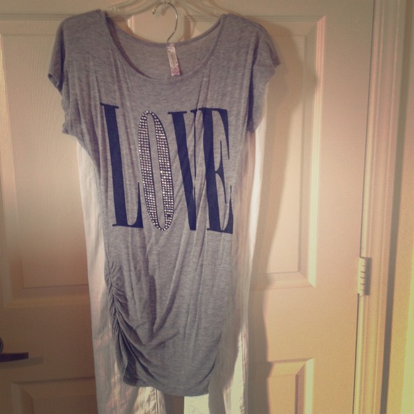 Grey "Love" Shirt with Jewels