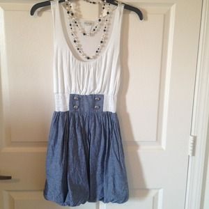 WILL NEGOTIATE. White and Blue Bubble Tank Dress