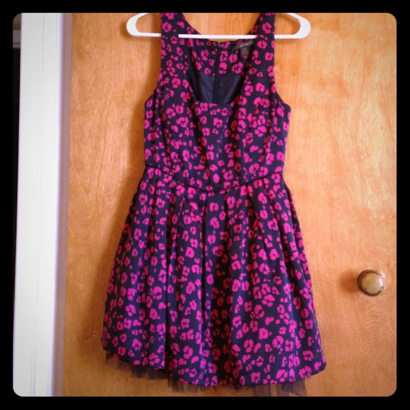 Pretty magenta and dark blue satin dress