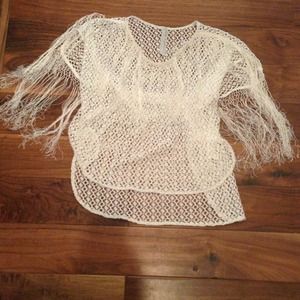 Free People Lace & Fringe Top