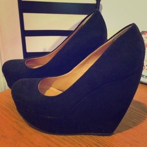 Black high wedges