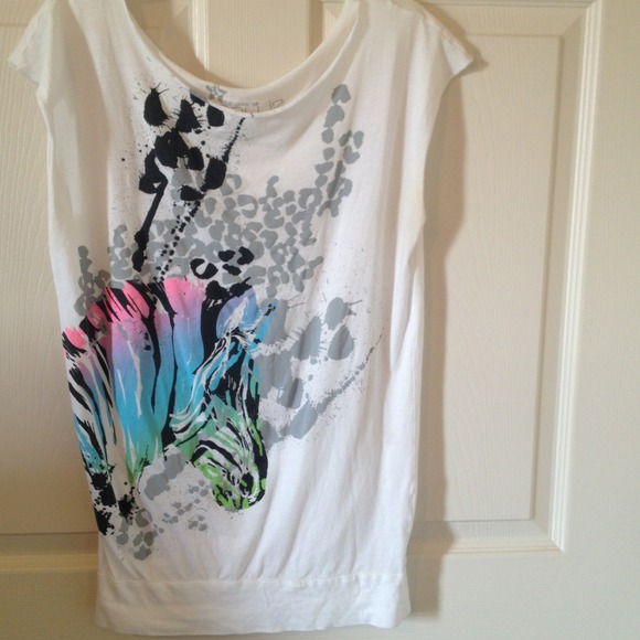 White Top With Rainbow Zebra