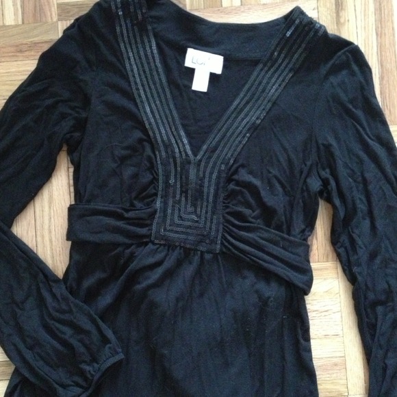Black top with sequin trim