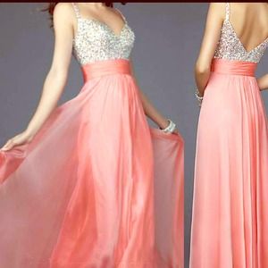 Dress with diamonds (fake). Worn as a prom dress