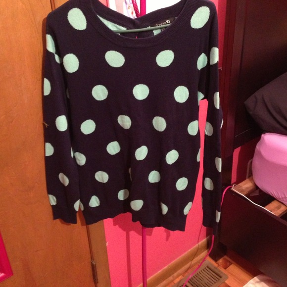 Blue & turquoise polka dotted sweater