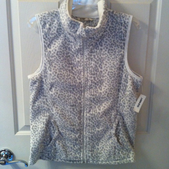 Old Navy Fleece Leopard Spot Zip Fleece Vest NWT