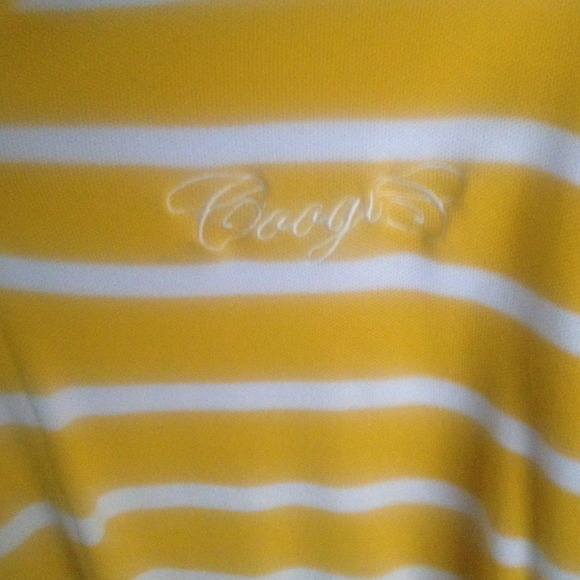 Yellow n white Coogi polo style knit shirt
