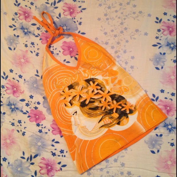 ❗SOLD❗Orange print halter top