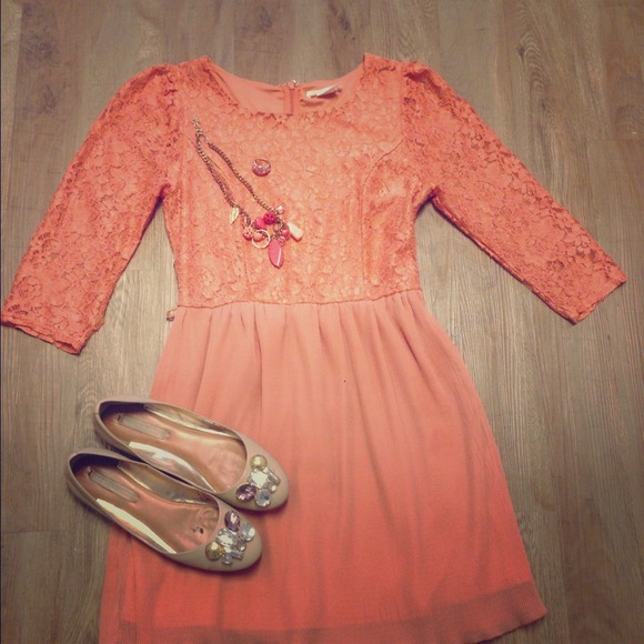 Forever 21 Dresses & Skirts - Hold..Coral Lace dress.