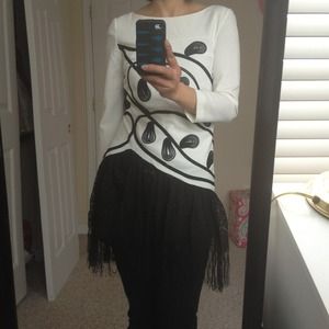 Black & white LV style dress top