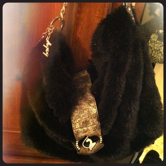 🎀Black fur baby phat purse 🎀
