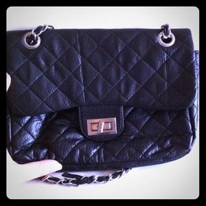 EUC Quilted Crossbody Black Flap Purse
