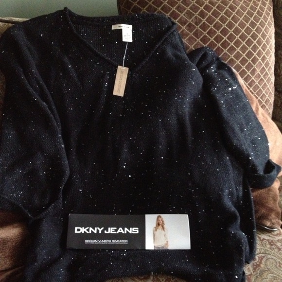 DKNY Sequin V-neck Sweater