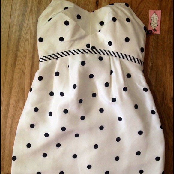 FAB! Silk Designer Dress W/ Polka Dots, Back Bow