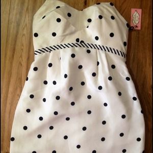 FAB! Silk Designer Dress W/ Polka Dots, Back Bow