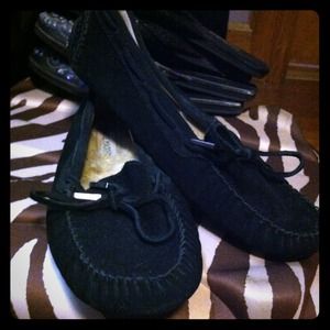 Steve madden black suede/leather moccasins