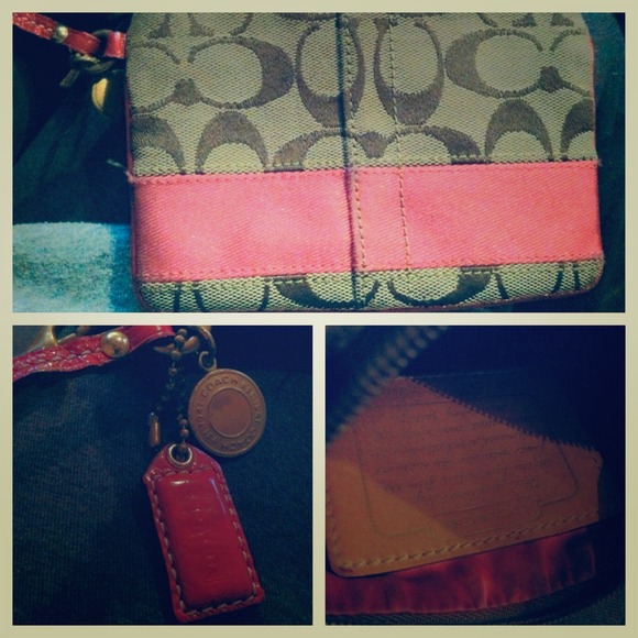Coach change purse with pink trim.