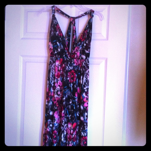 Sexy Blue/Black/Pink/White Floral Maxi Dress