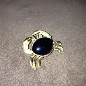 Onyx Crab Brooch