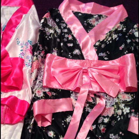 1 black and pink silk robe size small