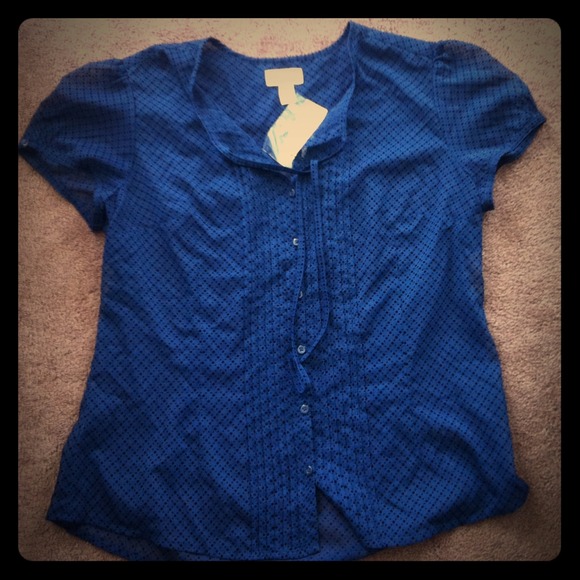RESERVED @jayba Ann Taylor loft sheer blue w black