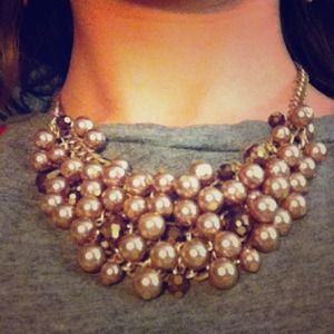 Pink pearl statement necklace