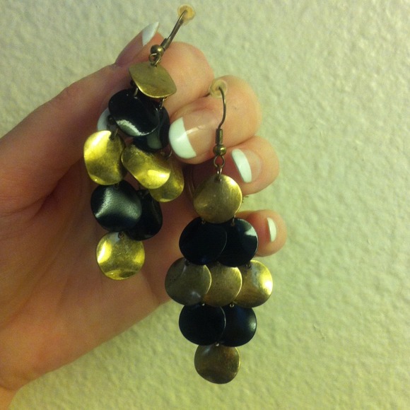 Gold & Black Earrings.