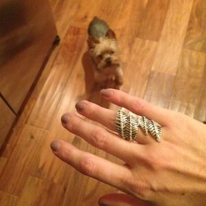 Silver leaf ring