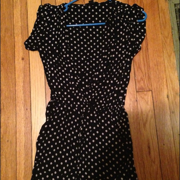 Black polka dot romper