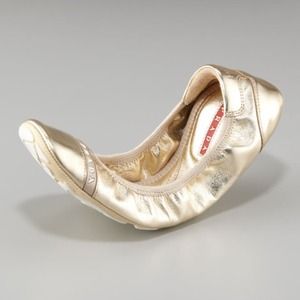 Prada gold ballet flats