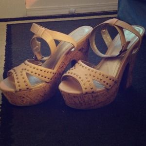 Studded Beige Wedge