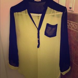 Neon Green Sheer Blouse