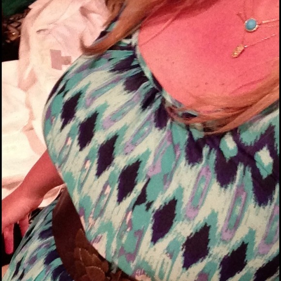 Sold in bundle ikat aqua high low sleeveless dress - Picture 3 of 3