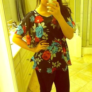 New sheer rose print top