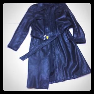 Kenneth Cole All leather black 3/4 coat!