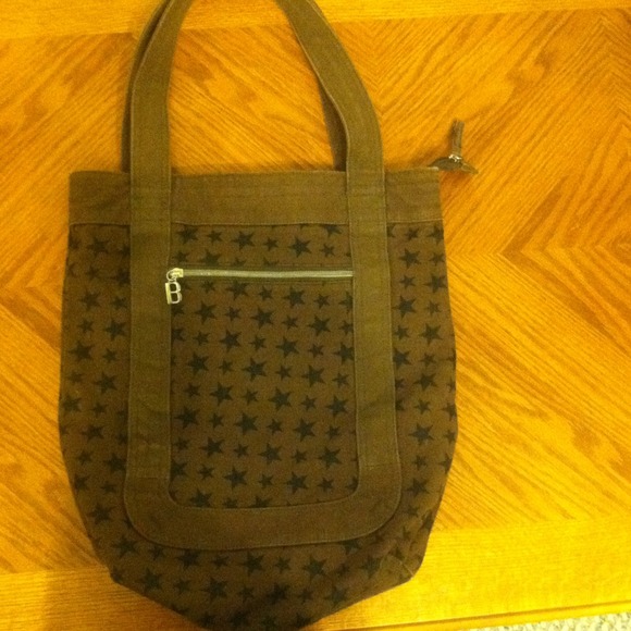 Brown and black bag with stars