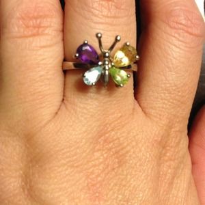 Pretty ring with authentic stones. Sterling Silver