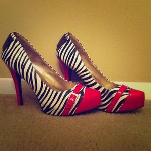 Qupid zebra print red heels <3