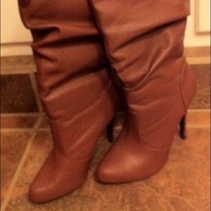 Camel colored knee high boots