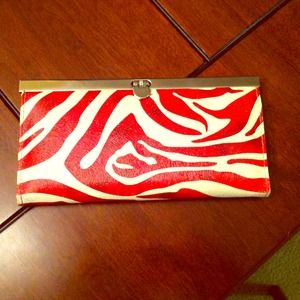 Red and white zebra print clutch NEW condition