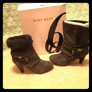 Brand New Nine West Grey Suede Heel Boots