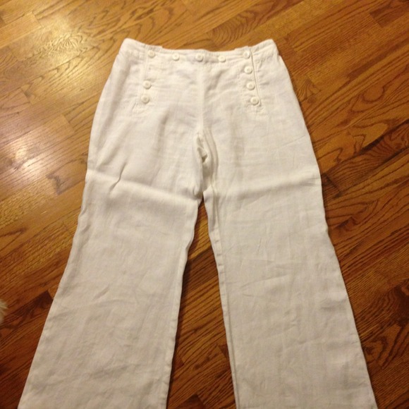White linen sailor pants