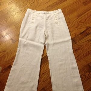 White linen sailor pants