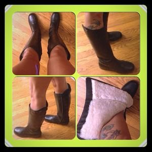 EMU tall black boots with sheepskin lining