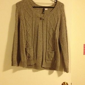 H & M Tan Knit Sweater with Silver sparkles