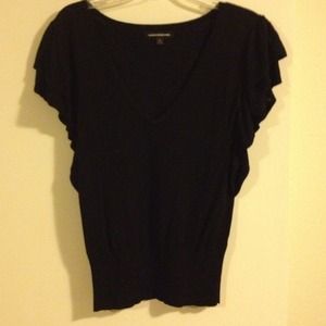 Black Express Top ruffle sleeves